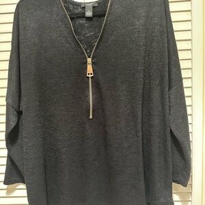 Alfani Charcoal Zippered Top